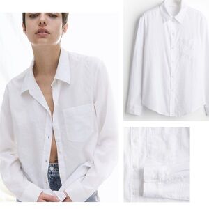 H&M Linen-bland White Cotton Shirt size M